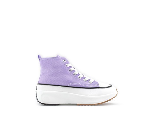 Zapatilla Plataforma Con Cordón Lona